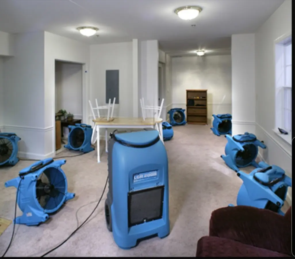 Air movers and dehumidifier setup for Water Extraction & Removal in Cathedral City